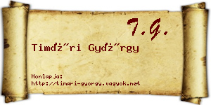 Timári György névjegykártya
